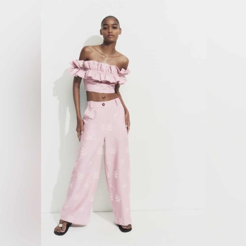 Zara Pink Wide Leg Pants